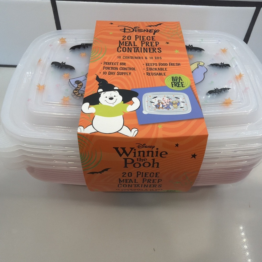 DISNEY Vampire Winnie The Pooh Food Storage Containers MEAL PREP NEW Halloween